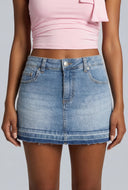 Raw Hem Denim Micro Skirt