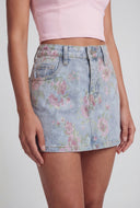 Rose Denim Mini Skirt