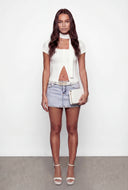 Belted Denim Mini Skirt