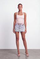 Belted Denim Mini Skirt