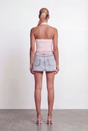 Belted Denim Mini Skirt
