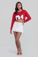 Averie Frayed Tiered Denim Mini Skirt
