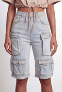 Coraline Utility Bermuda Denim Shorts