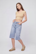 Distressed Raw Hem Denim Jorts