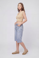 Distressed Raw Hem Denim Jorts