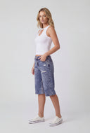 Distressed Raw Hem Denim Jorts