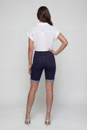 Cuffed Denim Bermuda Shorts