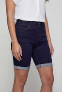 Cuffed Denim Bermuda Shorts