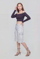 Cut-Off Denim Cargo Bermuda Shorts
