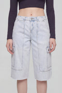 Cut-Off Denim Cargo Bermuda Shorts