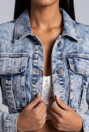 Pull Tab Crop Denim Jacket