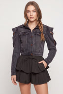 Denim Cold Shoulder Jacket