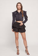 Denim Cold Shoulder Jacket