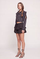 Denim Cold Shoulder Jacket