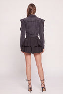 Denim Cold Shoulder Jacket