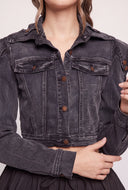 Denim Cold Shoulder Jacket