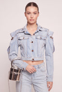 Denim Cold Shoulder Jacket
