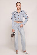 Denim Cold Shoulder Jacket