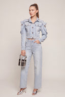 Denim Cold Shoulder Jacket