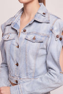Denim Cold Shoulder Jacket