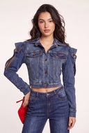 Denim Cold Shoulder Jacket