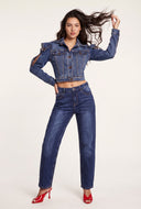 Denim Cold Shoulder Jacket