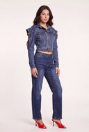 Denim Cold Shoulder Jacket
