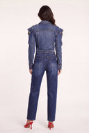 Denim Cold Shoulder Jacket