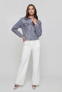 Glam Frayed Hem Denim Jacket