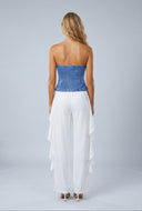 Rayne Denim Strapless Peplum Top