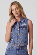 Distressed Denim Vest