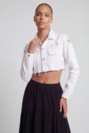 Distressed Hem Crop Denim Jacket
