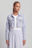 Distressed Hem Crop Denim Jacket