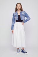 Distressed Hem Crop Denim Jacket