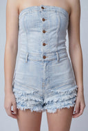 Acid Wash Denim Tube Romper