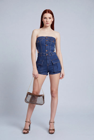 Denim Tube Romper