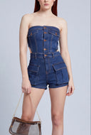Denim Tube Romper