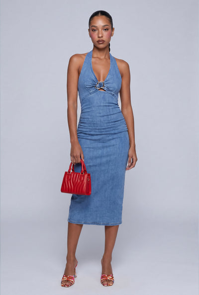 Denim Midi Halter Dress
