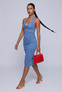 Denim Midi Halter Dress