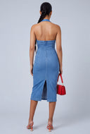 Denim Midi Halter Dress