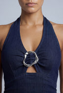 Denim Midi Halter Dress