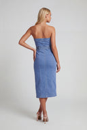 Hana Belted Denim Tube Dress