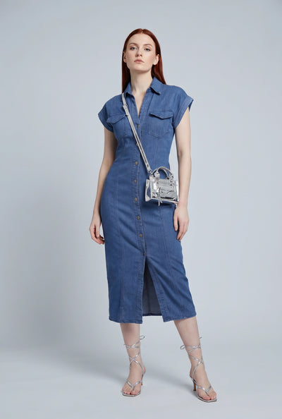 Denim Midi Shirt Dress