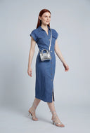 Denim Midi Shirt Dress