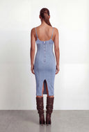 Colette Denim Pintuck Midi Bodycon Dress