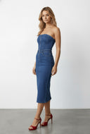 Hadley Strapless Zip Corset Denim Tube Dress