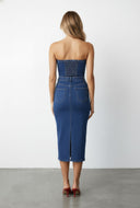 Hadley Strapless Zip Corset Denim Tube Dress