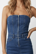Hadley Strapless Zip Corset Denim Tube Dress