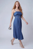 Belted Denim Fold Over Maxi Dress