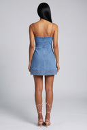 Ailany Denim Faux Wrap Dress